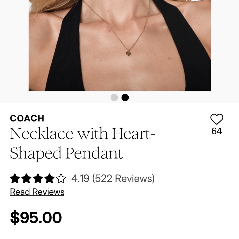 Coach Gold Heart Pendant Necklace